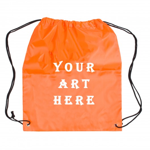 Orange Cinch Up Drawstring Bag 