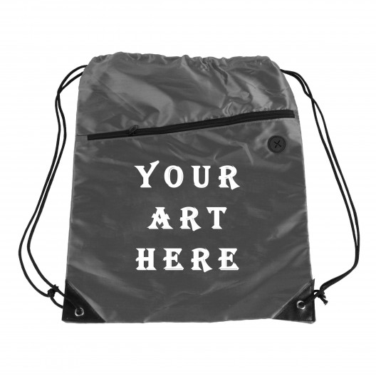 Grey Cinch Up Backpack Bag with Zipper Pocket Grey Cinch Up Backpack Bag with Zipper Pocket