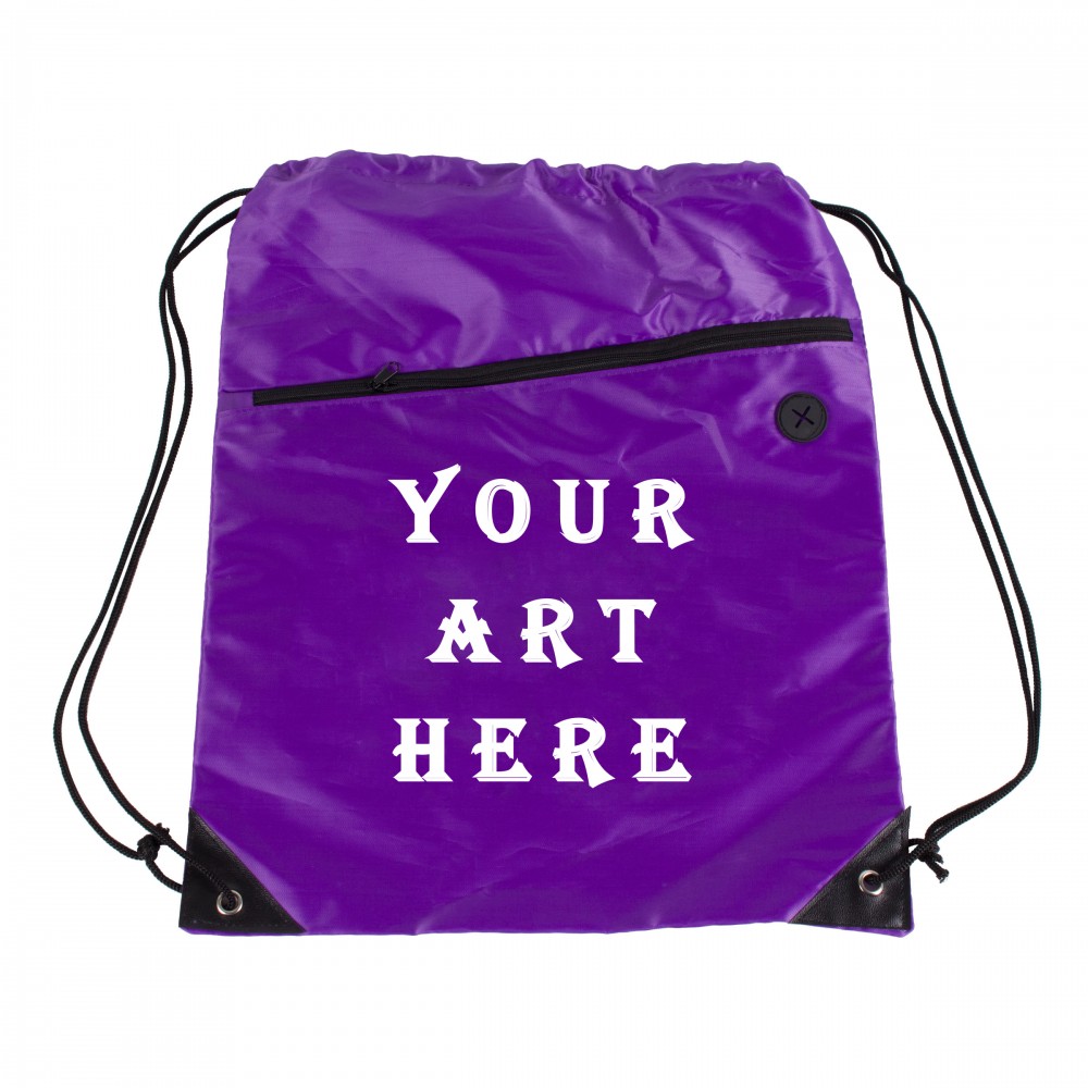 Purple Backpack With Zipper Pocket